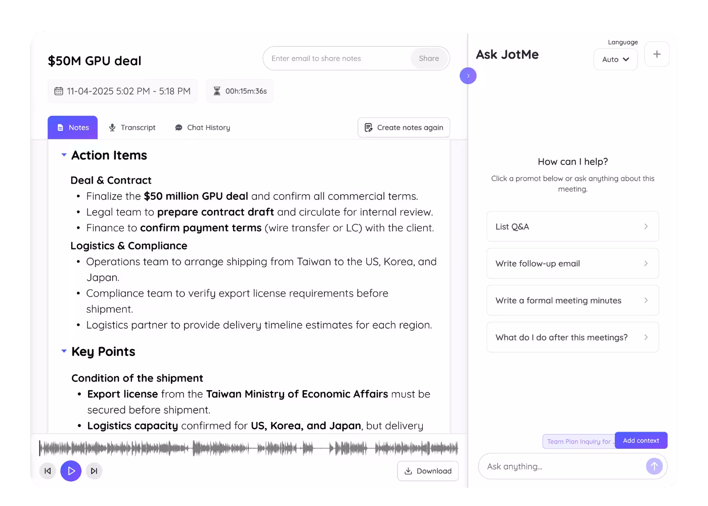 3. Get access to the AI meeting notes after ending your meeting